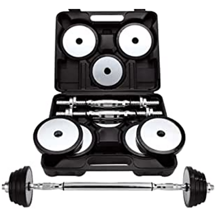 Image of IronMan 15kg Chrome Steel Adjustable Dumbbell And Barbell Set