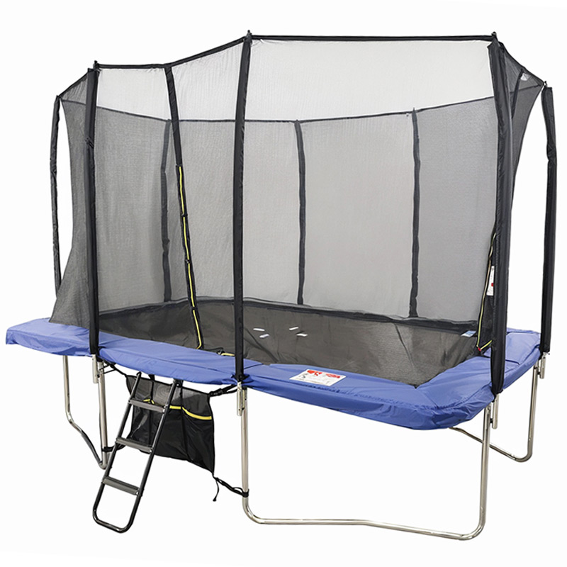 Air King Pro 7x10ft Rectangular Trampoline with Safety Enclosure Blue - Free Ladder & Shoe Tidy