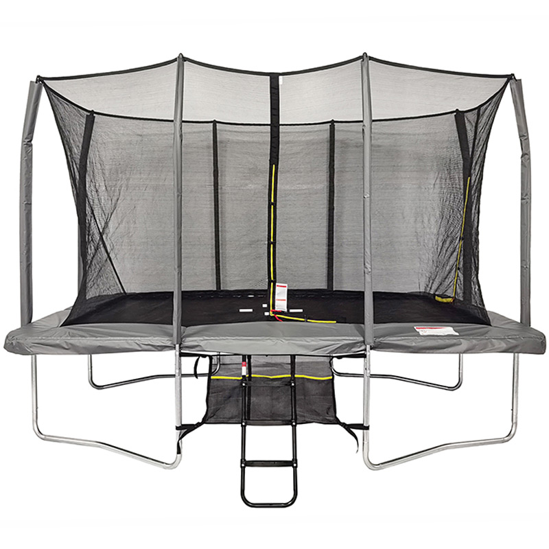 Air King Pro 7x10ft Rectangular Trampoline with Safety Enclosure Grey - Free Ladder & Shoe Tidy