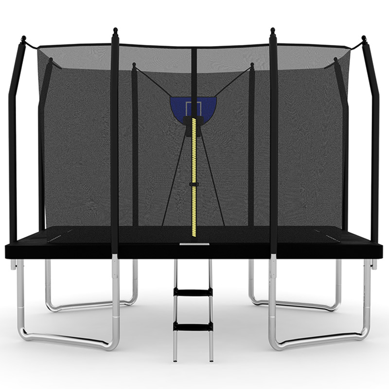 Air King Jump 7x11ft Rectangular Trampoline with Safety Enclosure Black FREE Ladder & Basketball Game