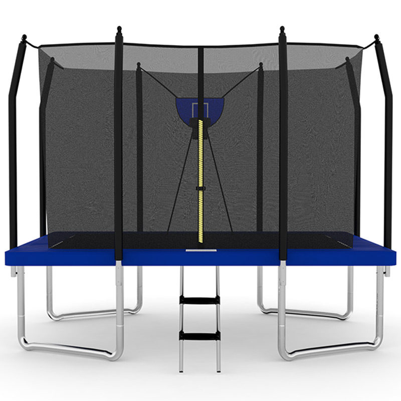 Air King Jump 7x11ft Rectangular Trampoline with Safety Enclosure Blue FREE Ladder & Basketball Game