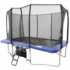 Air King Pro 8x12ft Rectangular Trampoline with Safety Enclosure Blue – Free Ladder & Shoe Tidy