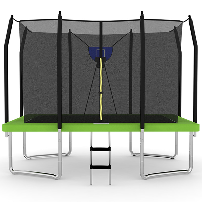 Air King Jump 7x11ft Rectangular Trampoline with Safety Enclosure Green FREE Ladder & Basketball Game