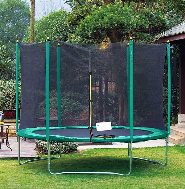 Air Dog 12ft Trampoline with Safety Enclosure - Free Basketball & Anchor Kit - Green - Image 2