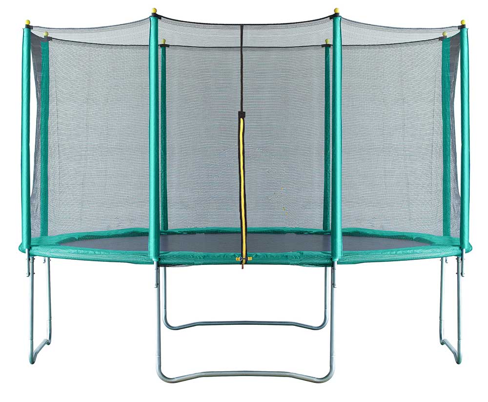 Air Dog 12ft Trampoline with Safety Enclosure - Free Basketball & Anchor Kit - Green - Image 3