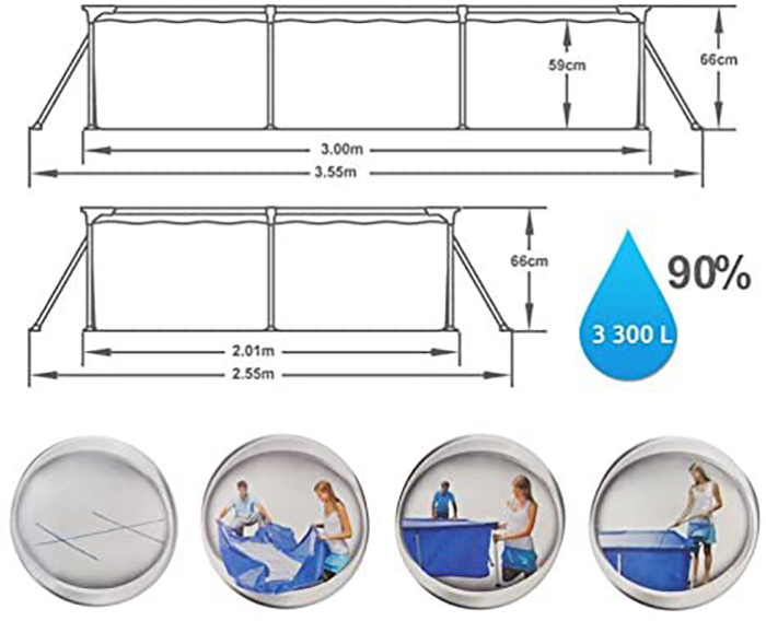 Bestway 9ft 10” Rectangular Above Ground Steel Pro Swimming Pool