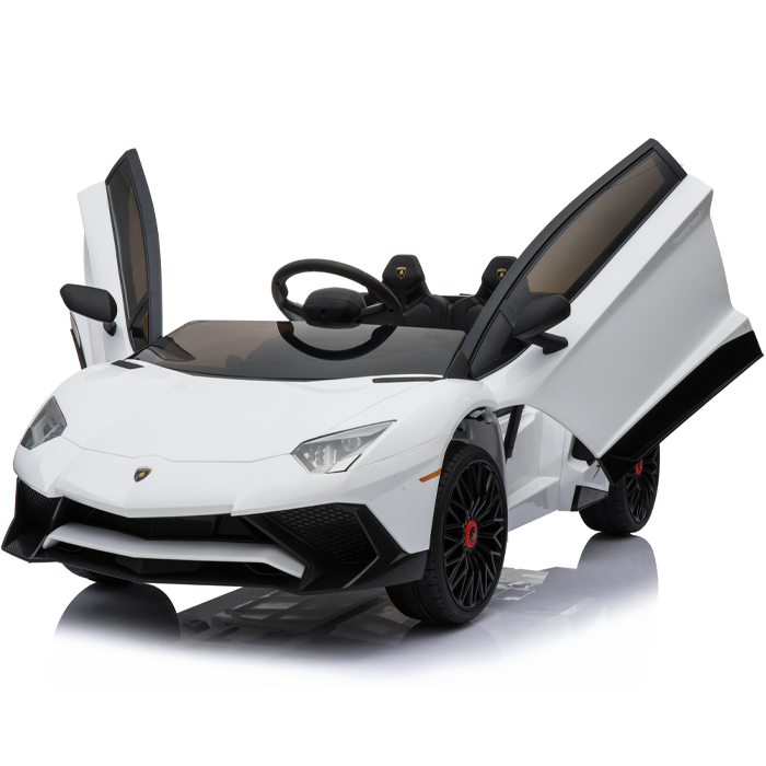 Kids Ride On Lamborghini Aventador Opening Doors White - Image 2