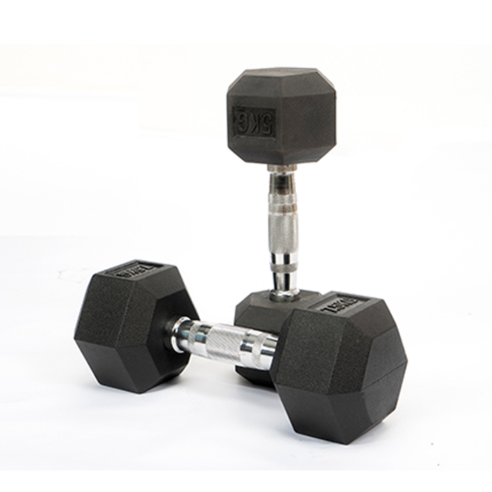 Ironman Rubber Coated Hex 5kg Dumbbell Pair