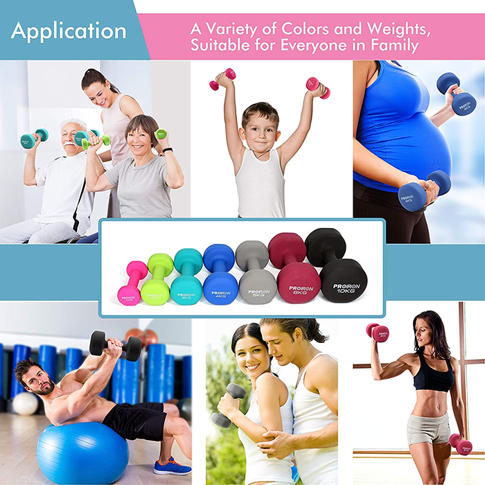 PROIRON Neoprene Coated 8kg Dumbbells