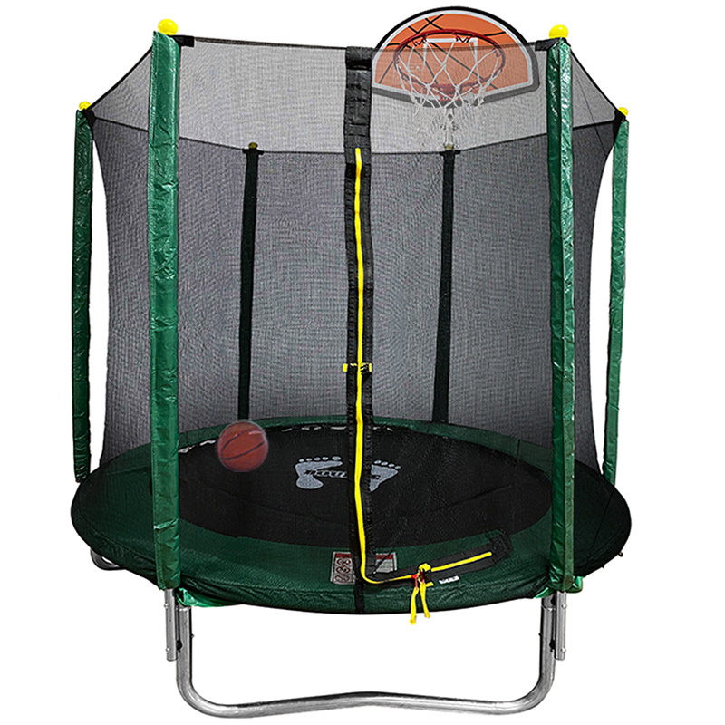 6ft Trampoline with Safety Enclosure - Free Basketball & Water Mister - Green