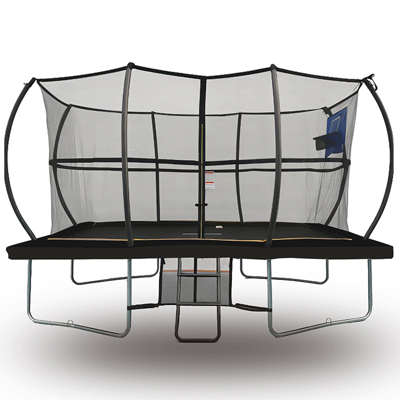 7x10ft Rectangular Trampoline with Safety Enclosure Black - Free Ladder Shoe Tidy Anchor Kit Basketball