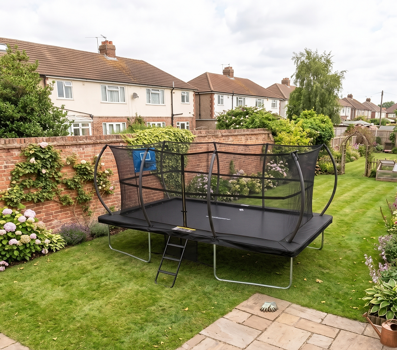 Big Foot 9x14ft Rectangular Trampoline with Safety Enclosure Black - Free Ladder Shoe Tidy Anchor Kit Basketball
