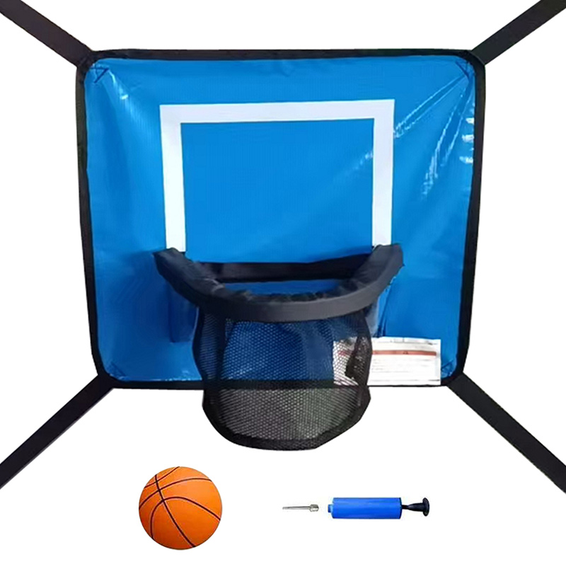 5x7ft Rectangular Trampoline with Safety Enclosure Black - Free Ladder Shoe Tidy Anchor Kit Basketball