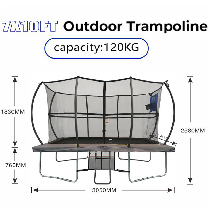 Big Foot 7x10ft Rectangular Trampoline with Safety Enclosure Grey - Free Ladder Shoe Tidy Anchor Kit Basketball Game - Image 8