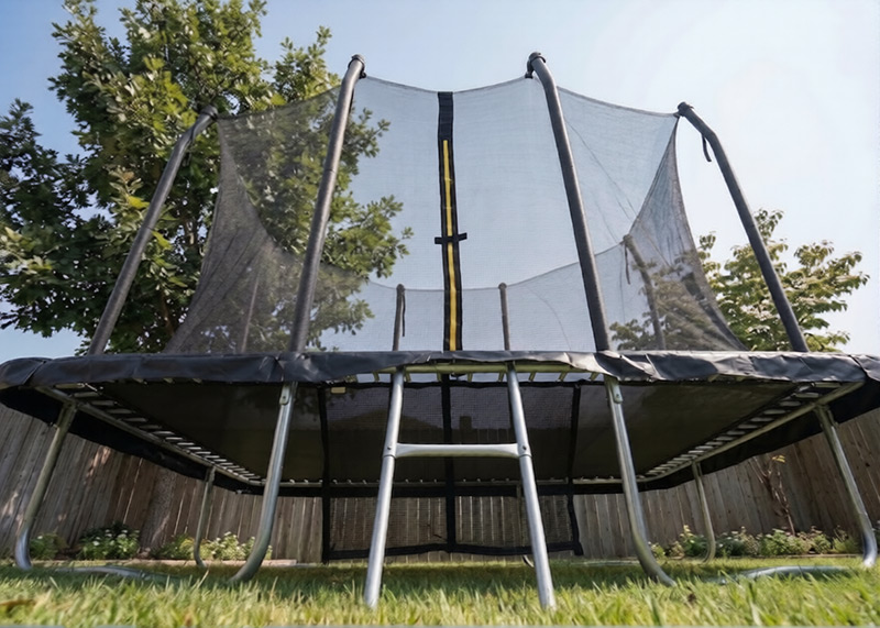 5x7ft Rectangular Trampoline with Safety Enclosure Black FREE Ladder Basketball Game & Shoe Tidy