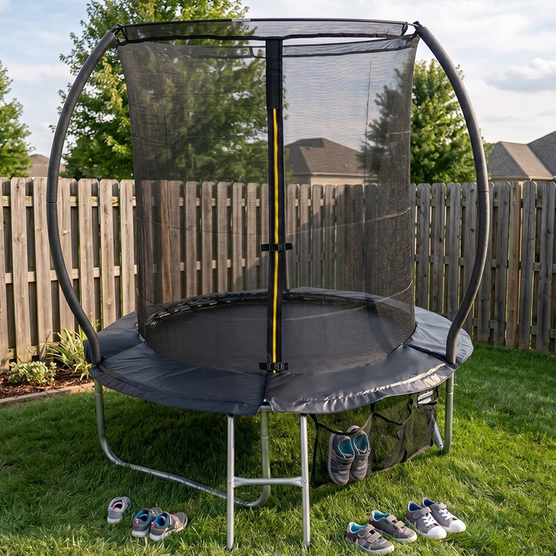 Big Air 6ft Trampoline & Safety Enclosure Free Shoe Tidy & Ladder – Black