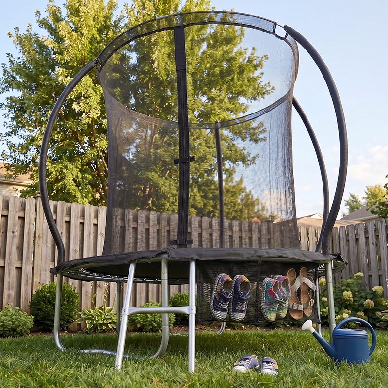 Big Air 6ft Trampoline & Safety Enclosure Free Shoe Tidy & Ladder – Black
