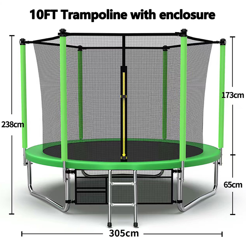 10ft Trampoline + Safety Enclosure Free Ladder & Shoe Tidy
