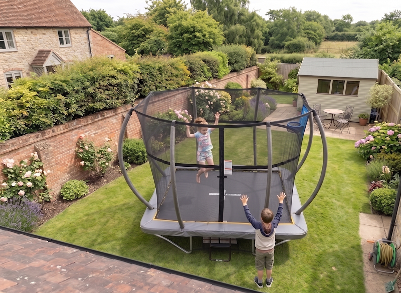 Big Foot 5x7ft Rectangular Trampoline with Safety Enclosure Grey - Free Ladder Shoe Tidy Anchor Kit Basketball - Image 12