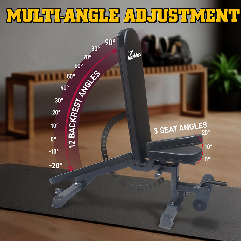 Ironman Professional Weight Training Bench & 24kg Adjustable Dumbbell Pair Set