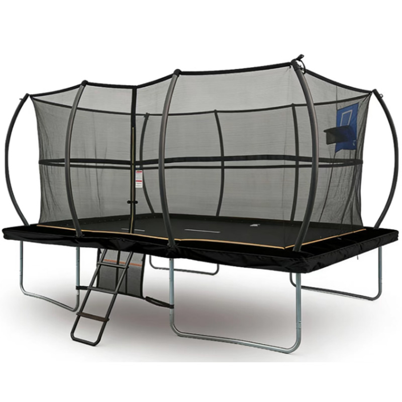 10x17ft Rectangular Trampoline with Safety Enclosure Black - Free Ladder Shoe Tidy Anchor Kit Basketball