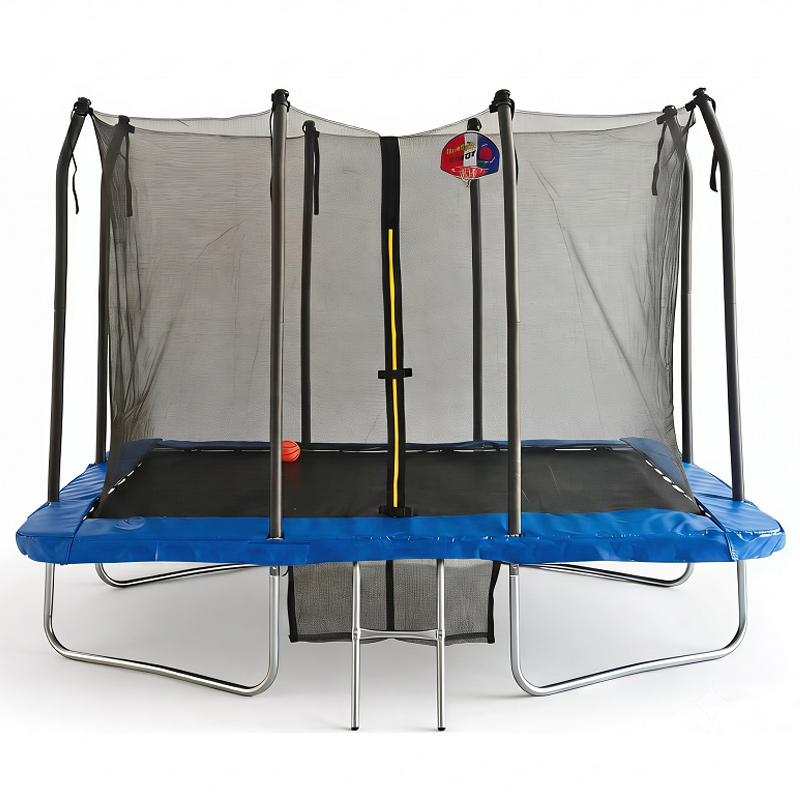 5x7ft Rectangular Trampoline with Safety Enclosure Blue FREE Ladder Basketball Game & Shoe Tidy