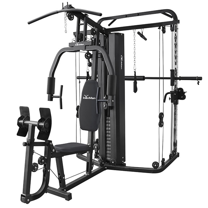 Image of IronMan Deluxe Home Multi Gym with Smith Machine and Cables - 65kg Weight Stack